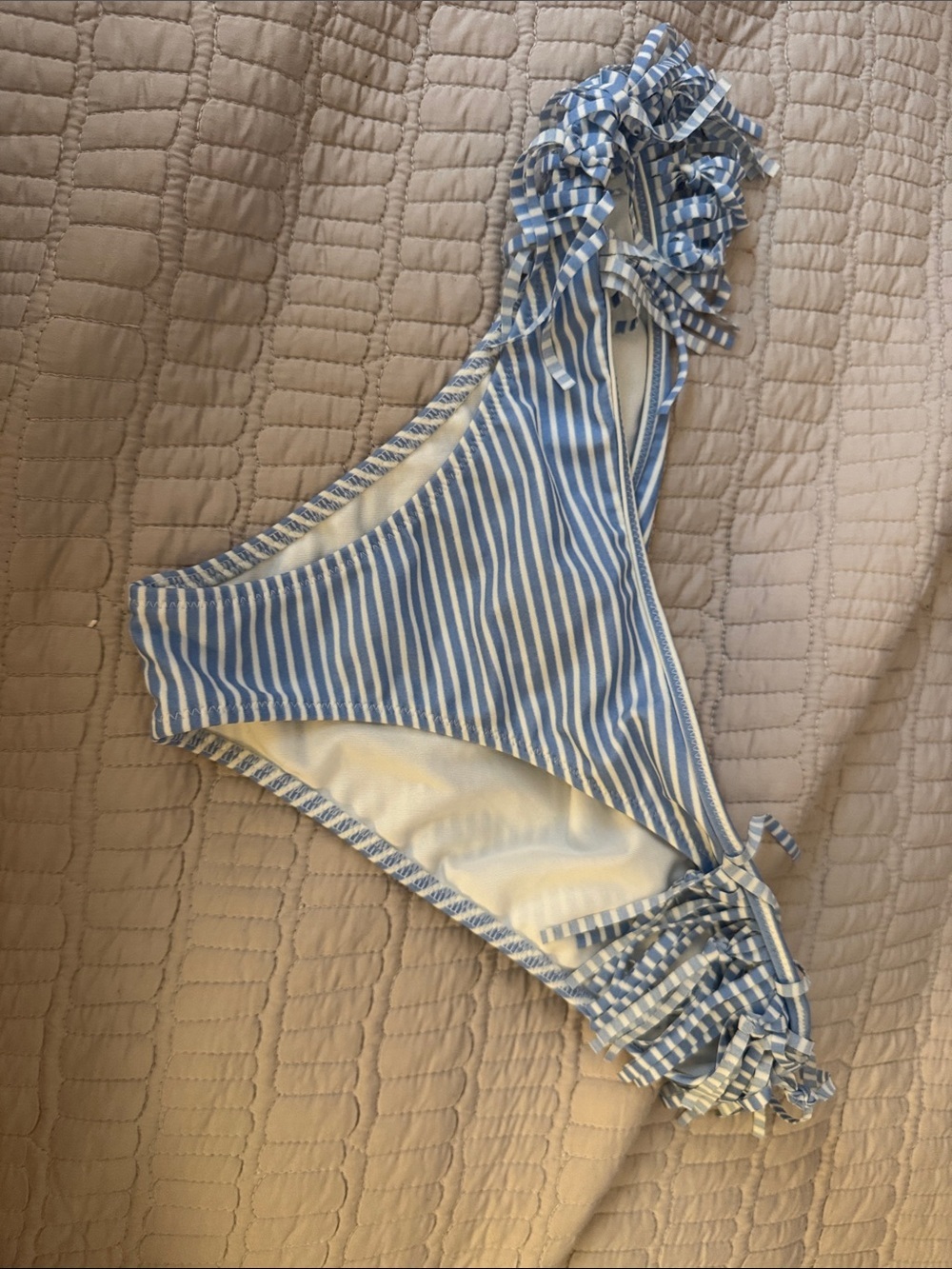 Victoria Secret Blue/White Striped Bikini Bottoms EUC Small Petite